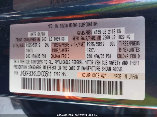 Mazda Cx-5 Touring 2018 JM3KFBCM2J0400541 Image 9