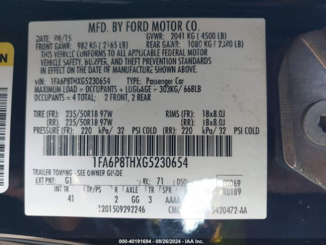 1FA6P8THXG5230654 Ford Mustang Ecoboost
