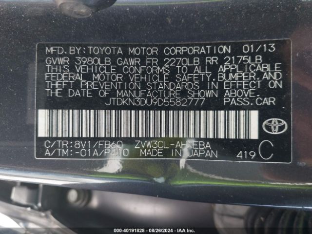 2013 TOYOTA PRIUS JTDKN3DU9D5582777 Photo 8