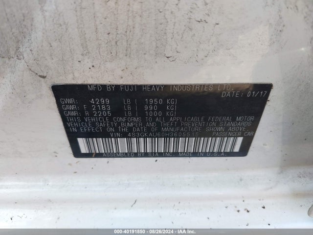 4S3GKAU60H3605515 Subaru Impreza 2.0i Limited