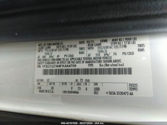 1FBZX2ZM4FKA64709 Ford Transit-350 Xlt
