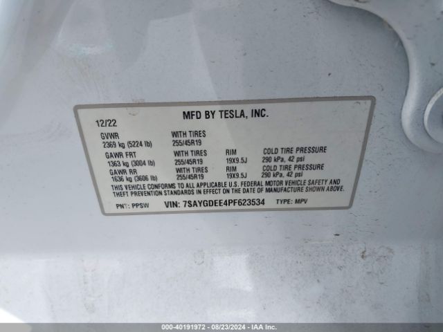 7SAYGDEE4PF623534 Tesla Model Y