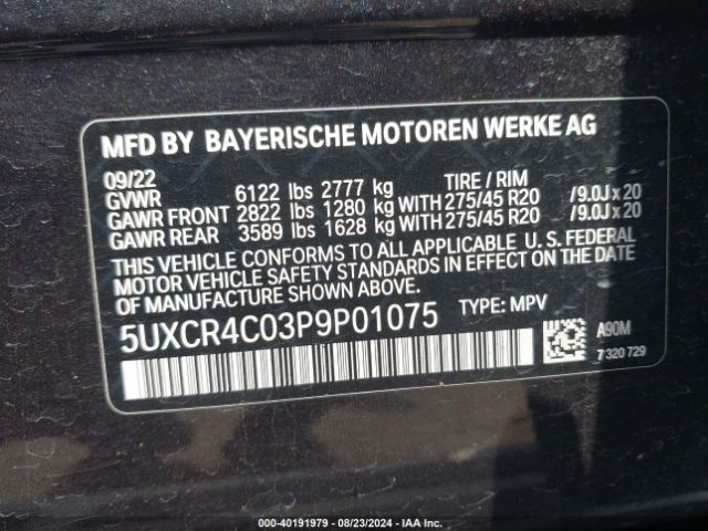 5UXCR4C03P9P01075 BMW X5 Sdrive40i