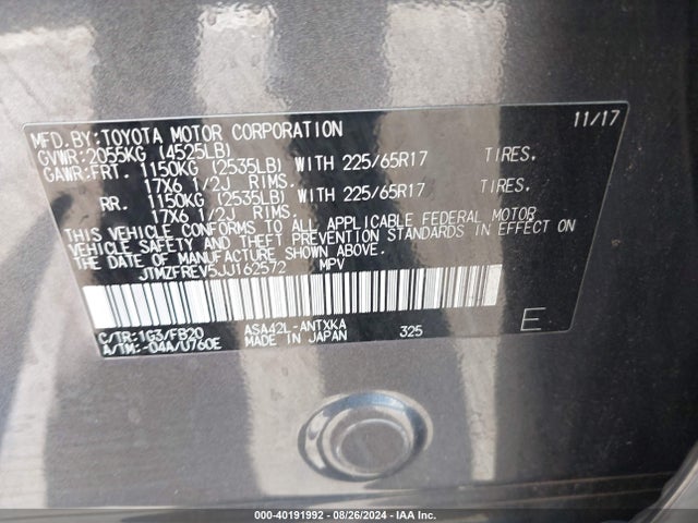 Toyota RAV4 LE 2018 JTMZFREV5JJ162572 Image 9