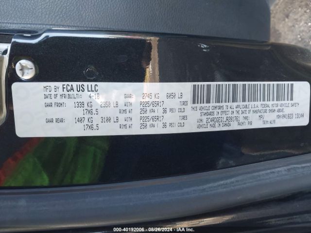 2C4RDGEG1JR281761 Dodge Grand Caravan Gt