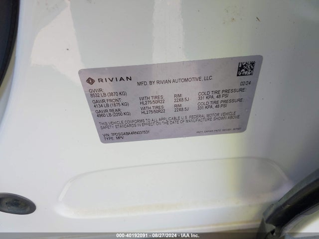 Rivian R1s Adventure Quad Motor Large Pack 2024 7PDSGABA4RN037531 Image 9