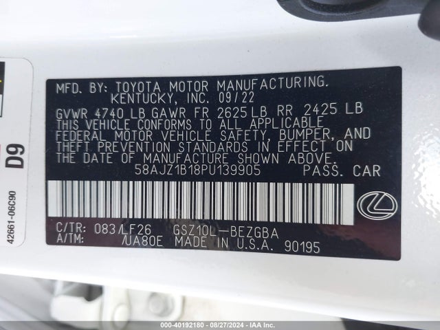 58AJZ1B18PU139905 Lexus Es 350 F Sport Handling