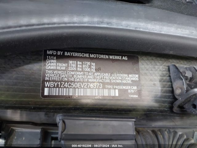 WBY1Z4C50EV276373 BMW I3 Base W/range Extender