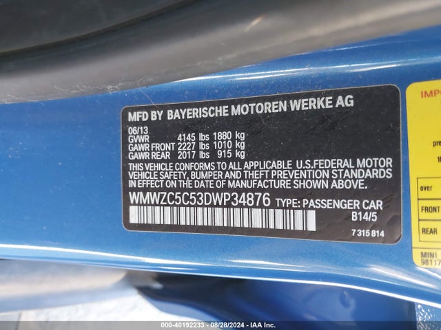 2013 MINI COUNTRYMAN WMWZC5C53DWP34876 Photo 8