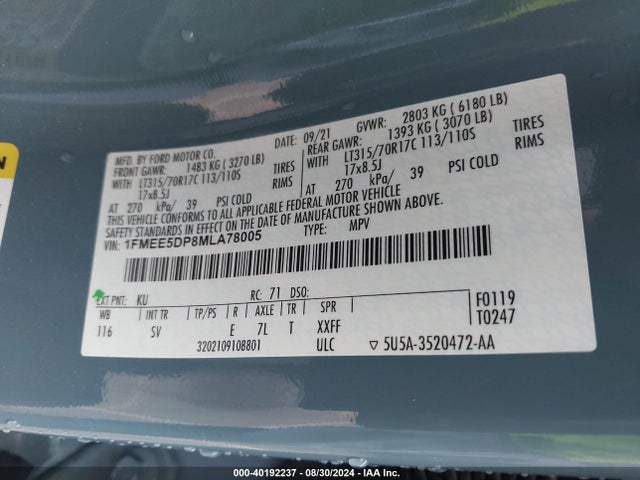 Ford Bronco Black Diamond 2021 1FMEE5DP8MLA78005 Image 9