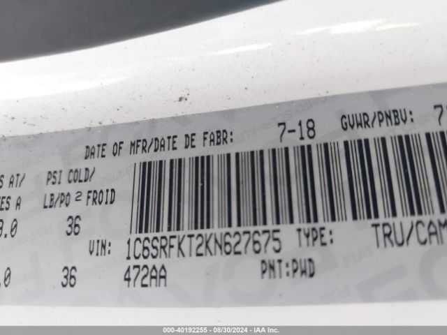 1C6SRFKT2KN627675 RAM 1500 Laramie Longhorn