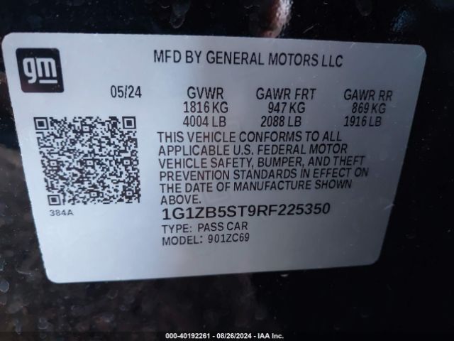 1G1ZB5ST9RF225350 Chevrolet Malibu Fwd Ls
