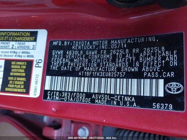 Toyota CAMRY LE 2014 4T1BF1FK3EU825757 Image 9