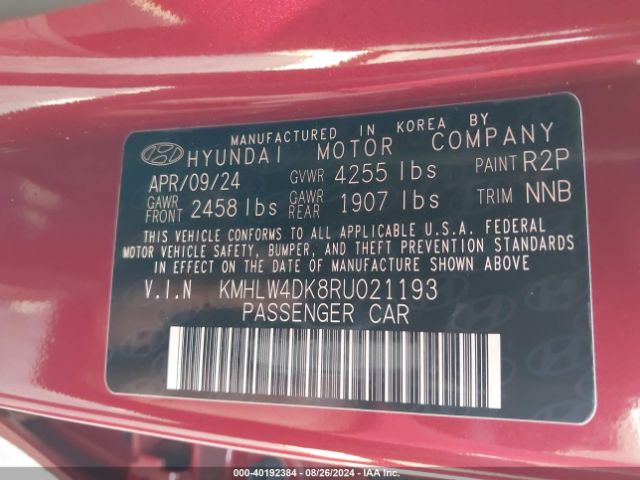 KMHLW4DK8RU021193 Hyundai ELANTRA N