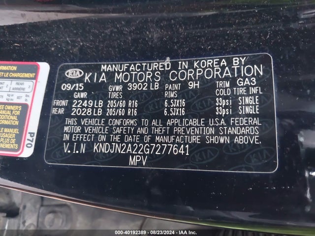 KIA Soul 2016 KNDJN2A22G7277641 Image 9