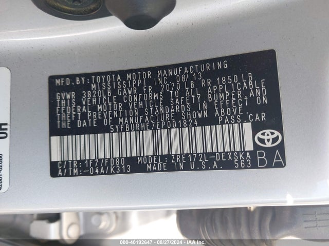 Toyota Corolla S Plus 2014 5YFBURHE7EP001824 Image 9