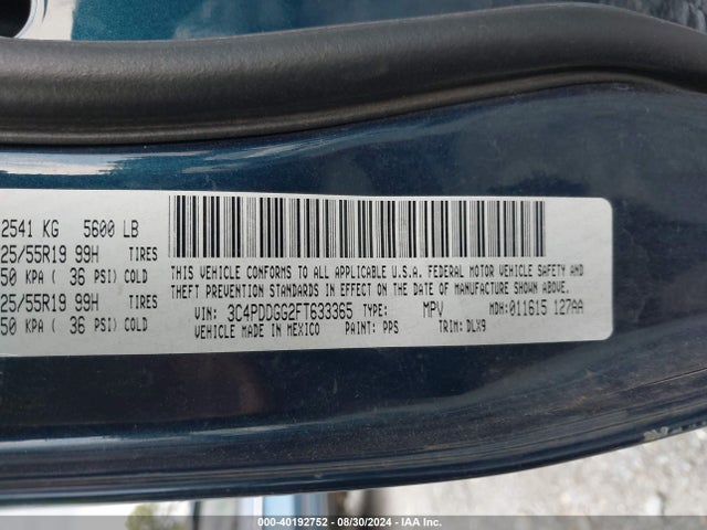 3C4PDDGG2FT633365 Dodge Journey Crossroad