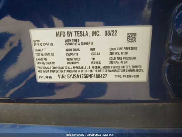 5YJSA1E56NF488427 Tesla Model S Dual Motor All-wheel Drive