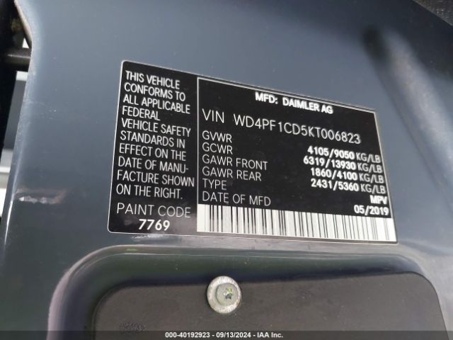 WD4PF1CD5KT006823 Mercedes-Benz Sprinter 2500 High Roof V6