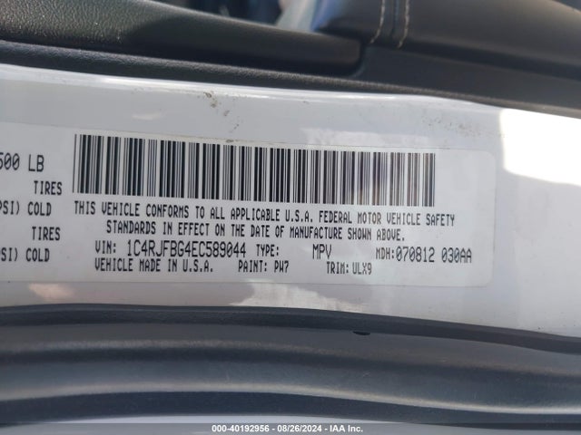 Jeep Grand Cherokee Limited 2014 1C4RJFBG4EC589044 Image 9