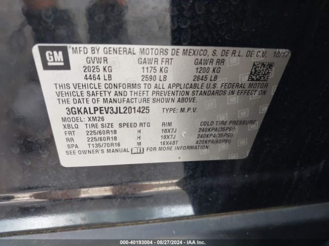 3GKALPEV3JL201425 GMC Terrain Slt