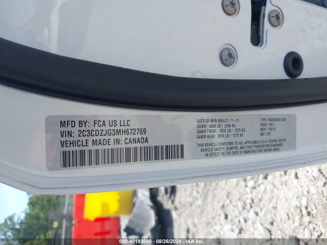 2C3CDZJG3MH672769 Dodge Challenger Gt