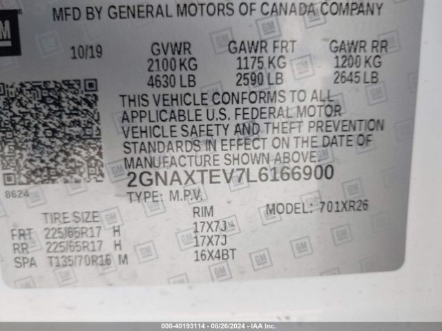 2GNAXTEV7L6166900 Chevrolet Equinox Awd 2fl