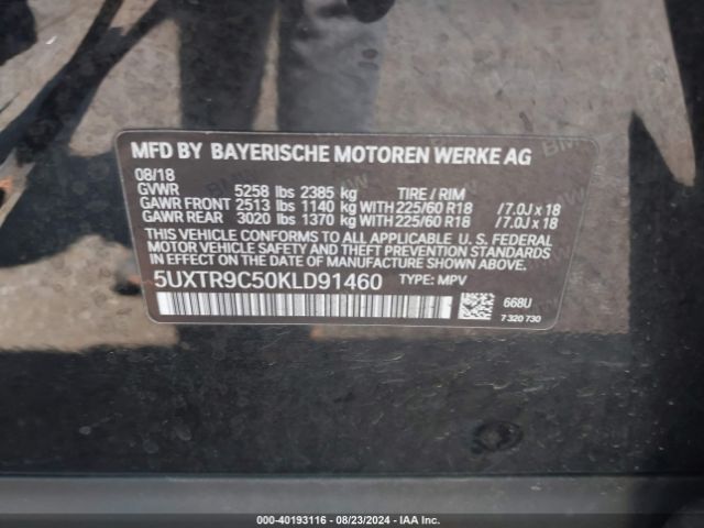 5UXTR9C50KLD91460 BMW X3 Xdrive30i
