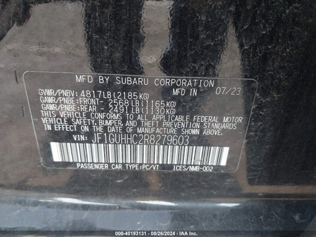 JF1GUHHC2R8279603 Subaru Impreza Rs 5-door