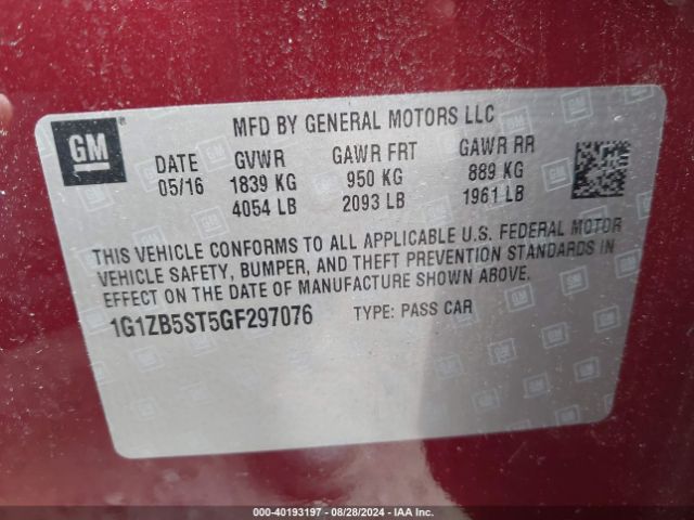 1G1ZB5ST5GF297076 Chevrolet MALIBU LS