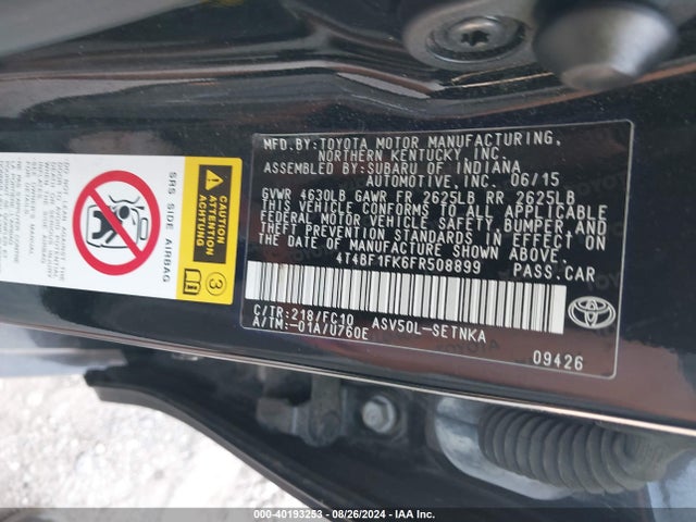 Toyota CAMRY LE 2015 4T4BF1FK6FR508899 Image 9