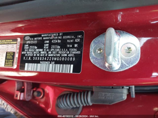 5XXG34J29MG080089 KIA K5 EX