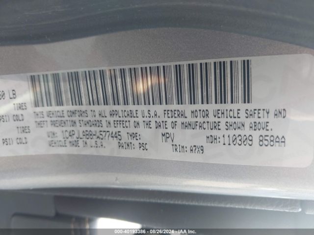 1C4PJLAB8HW577445 Jeep Cherokee Sport Fwd