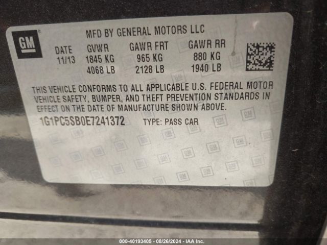 1G1PC5SB0E7241372 Chevrolet Cruze 1lt Auto