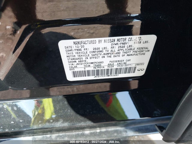 JN1EV7CR1MM753483 Infiniti Q50 Sensory Awd