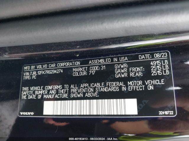 7JRL12FK7RG294274 Volvo S60 B5 Core Dark Theme