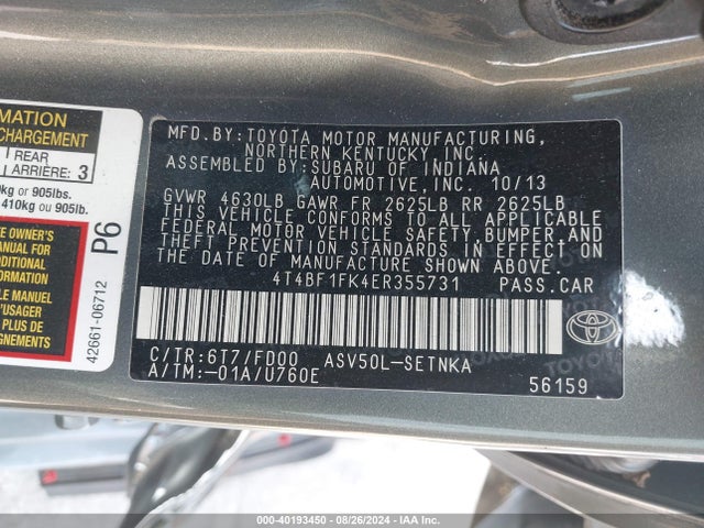 Toyota CAMRY LE 2014 4T4BF1FK4ER355731 Image 9