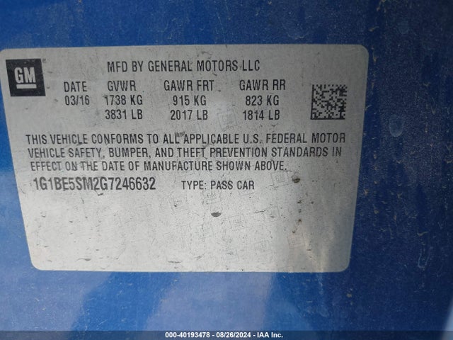 Chevrolet Cruze Lt Auto 2016 1G1BE5SM2G7246632 Image 9