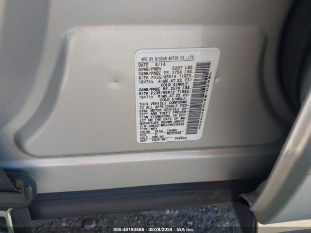 JN8AZ1MW2EW524595 Nissan MURANO S