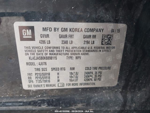 KL4CJASB0KB898115 Buick Encore Fwd Preferred
