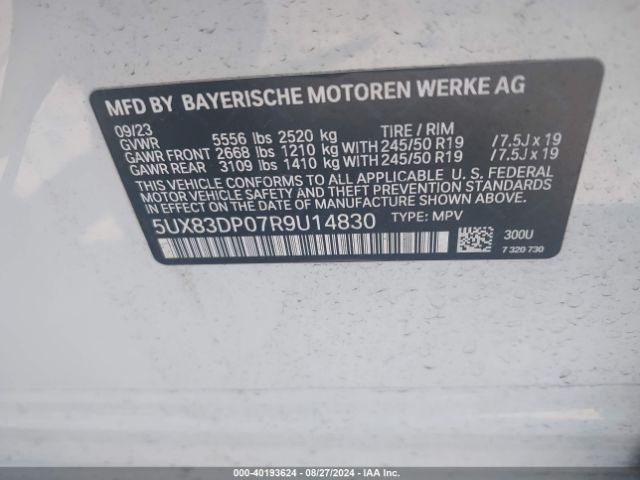 5UX83DP07R9U14830 BMW X3 M40i