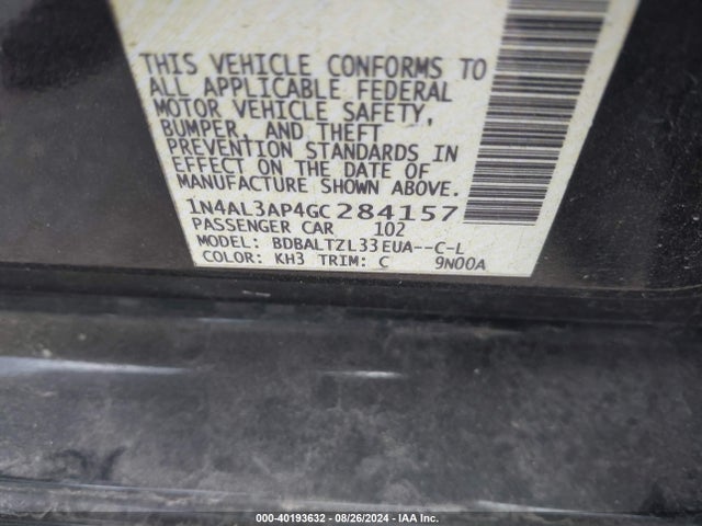 Nissan Altima 2.5 Sl 2016 1N4AL3AP4GC284157 Image 9