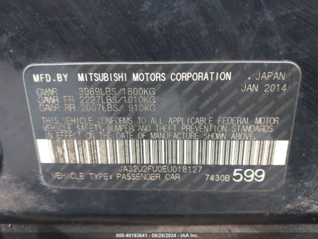 JA32U2FU0EU018127 Mitsubishi LANCER ES