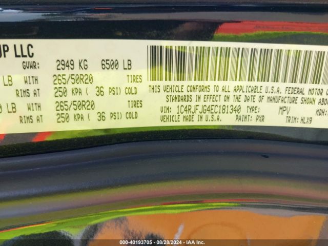 1C4RJFJG4EC181340 Jeep Grand Cherokee Summit