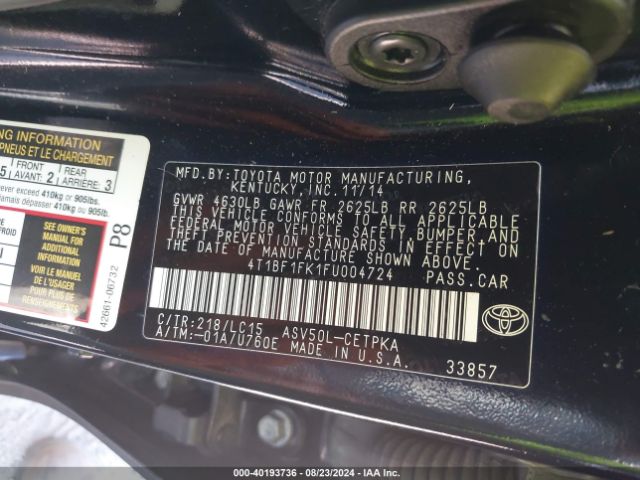 4T1BF1FK1FU004724 Toyota CAMRY XSE