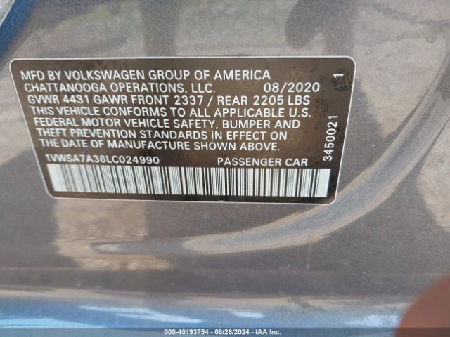 1VWSA7A36LC024990 Volkswagen Passat 2.0t Se