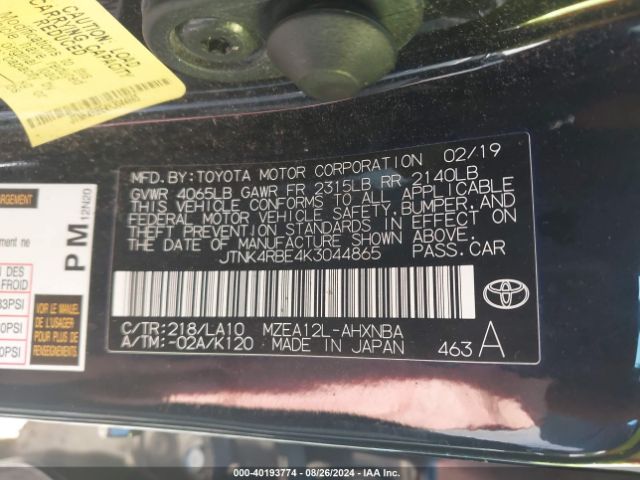 JTNK4RBE4K3044865 Toyota Corolla Xse