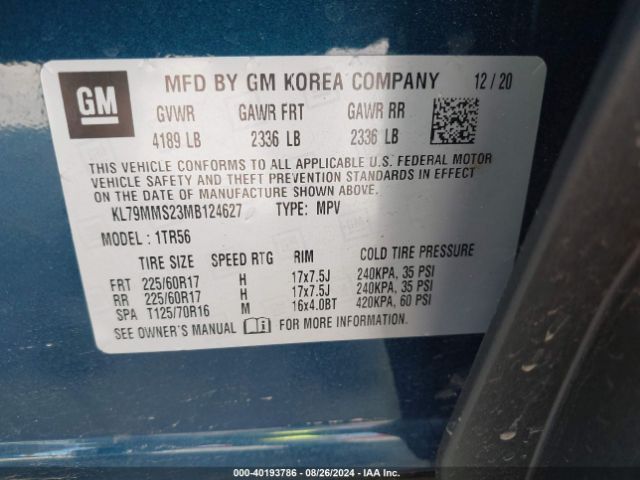 Chevrolet Trailblazer Fwd Ls 2021 KL79MMS23MB124627 Image 9