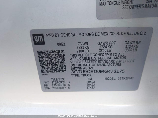 GMC Sierra 1500 4wd  Standard Box Elevation 2021 3GTU9CED0MG473175 Image 9