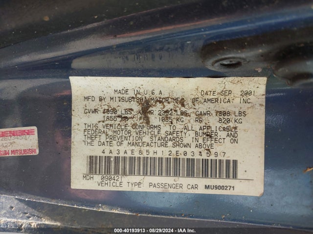 2002 MITSUBISHI ECLIPSE SPYDER 4A3AE85H12E034597 Photo 8